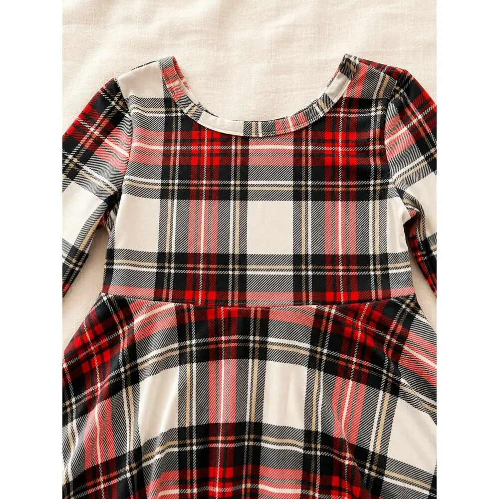 Marie Nicole Girls 2T Plaid Christmas Dress Red Black Holiday Twirl Long Sleeve